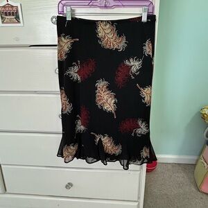 Express Black Skirt with Gold and Red Paisley with bottom ruffle